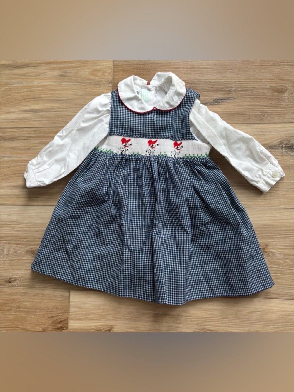 Vive La Fete Collection Bebe Smocked Poodle Gingham Dress & Blouse Set 18 M